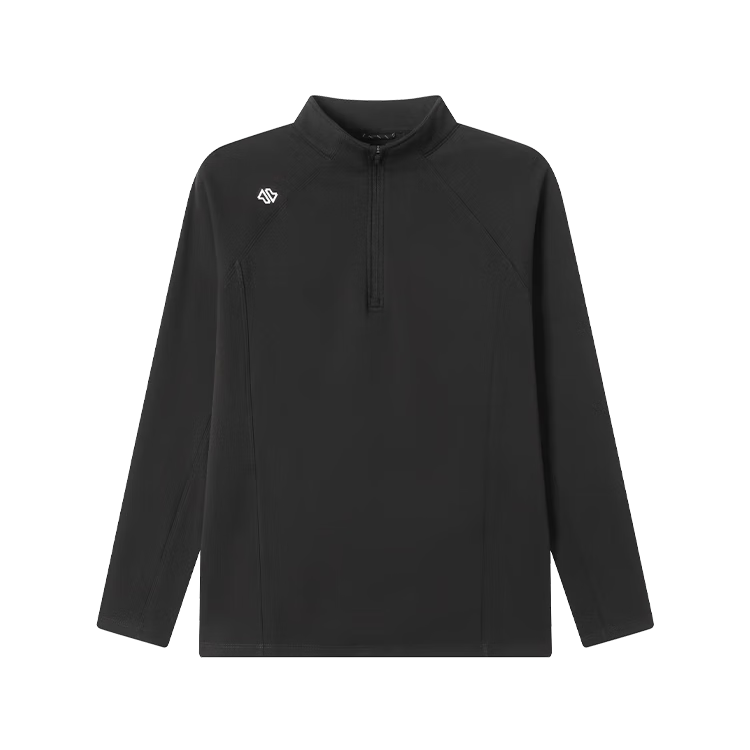 JD Jingzao Fleece Thermal Sports Long Sleeve T-Shirt Men Spring Fleece Warm Half-Zip Sweatshirt Black L