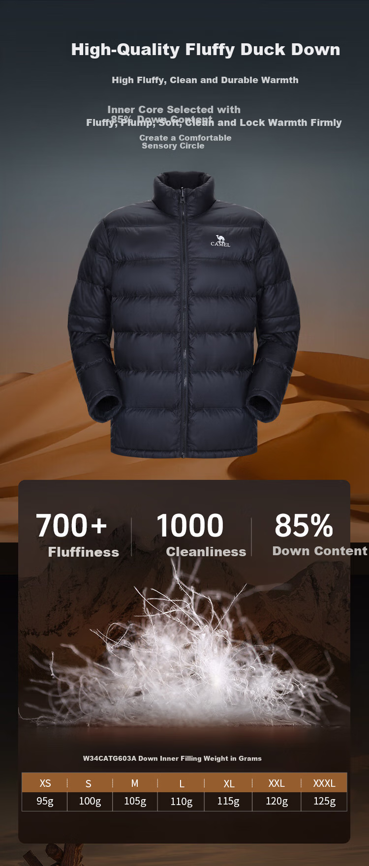 CAMEL Three-In down Inner Liner Outdoor Jacket Windproof Waterproof Coat Triple Protection Mountaineering Suit G603A M 5