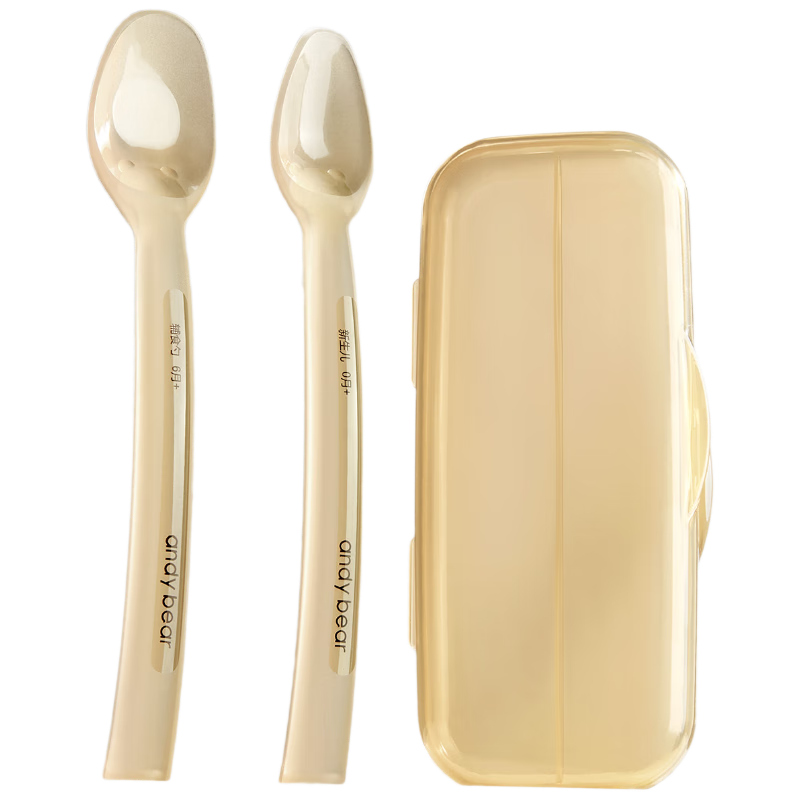 AIBEDILA Silicone Baby Spoon Fruit Puree Rice Cereal Spoon Children's Tableware Feeding Spoon + Soft Spoon Lunch Box