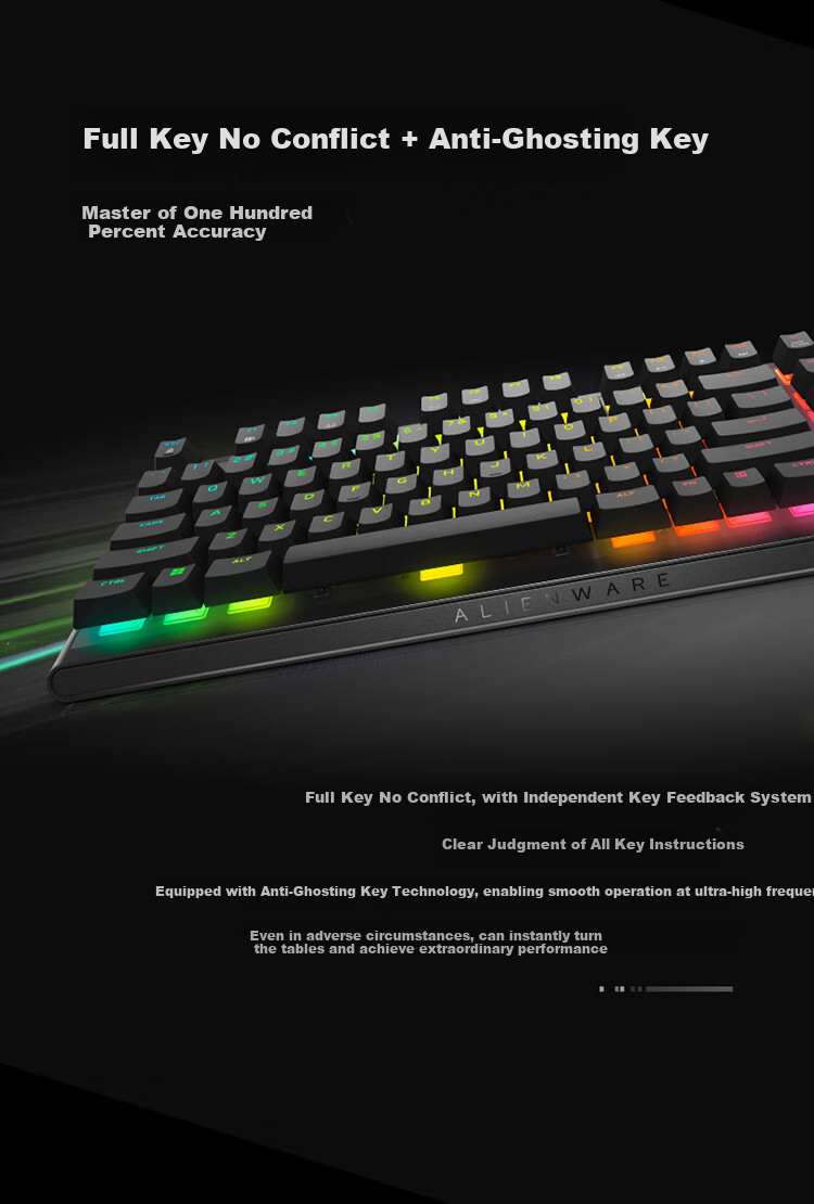 Alienware AW420K Wired Gaming Mechanical Keyboard with Red Switches, RGB Lighting, 87 Keys, TKL Layout, Fully Programmable, Holiday Gift, Black 12