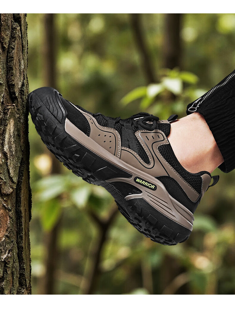 Warrior Men's Hiking Shoes Summer Breathable Mesh Sneakers 5532N Black Brown Size 42 11