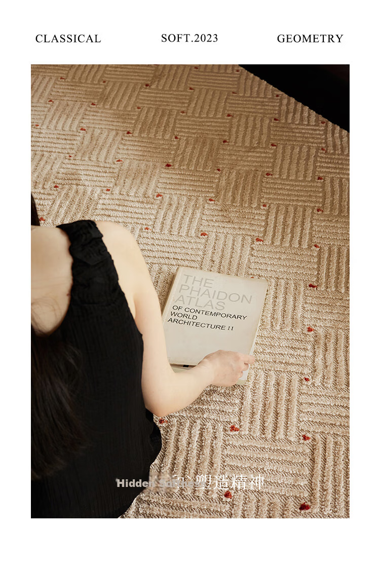 Keecy French Vintage Rug, Living Room Retro Luxury New Style Bedroom Cream-Colored High-End Home Bedroom Carpet 17