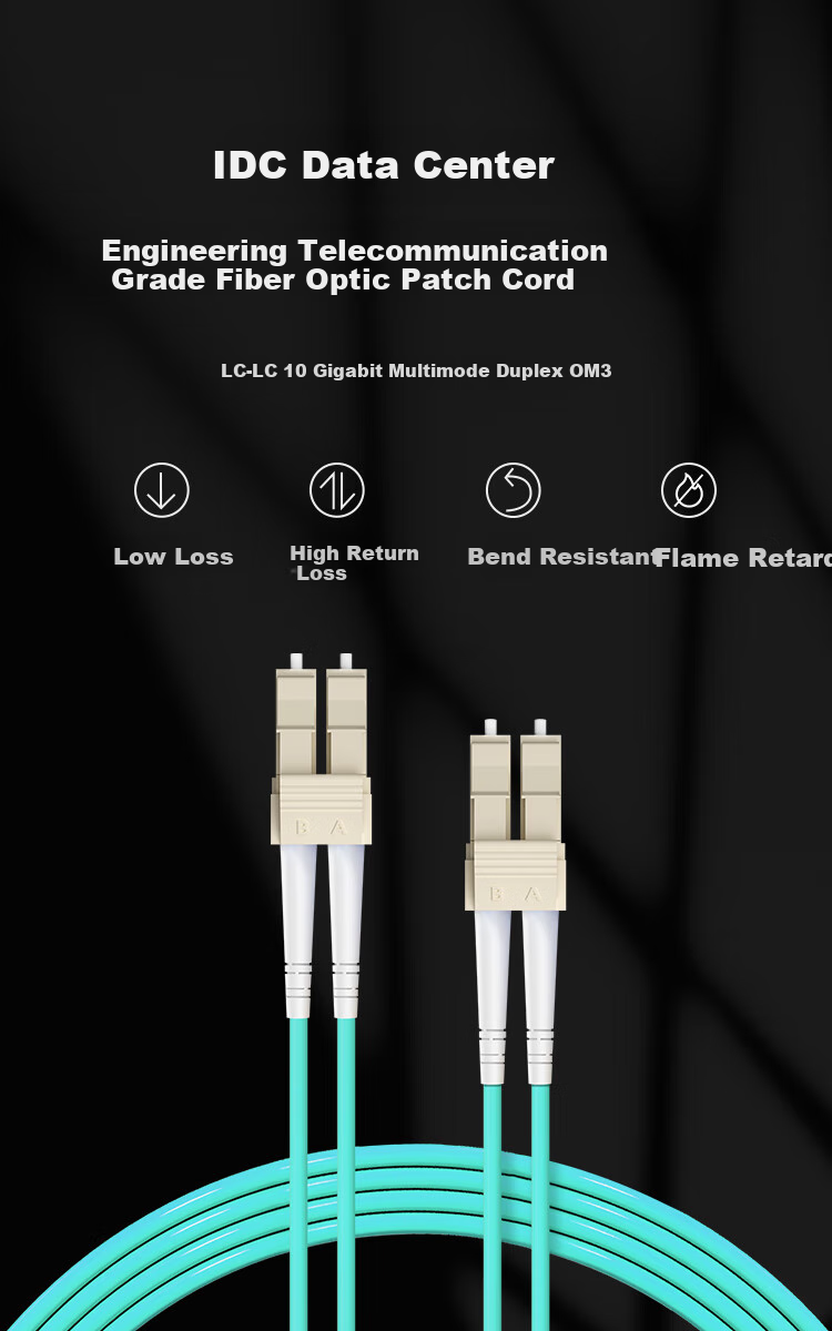 BYNET 10 Gigabit Multi-Mode Fiber Optic Patch Cable LC-LC OM3 Multi-Mode Dual-Core Duplex Pigtail Telecom-Grade Low Smoke Zero Halogen LSZH Bend-Resistant Fiber Optic Patch Cable 2.0 (UPC) 10 Meters 1