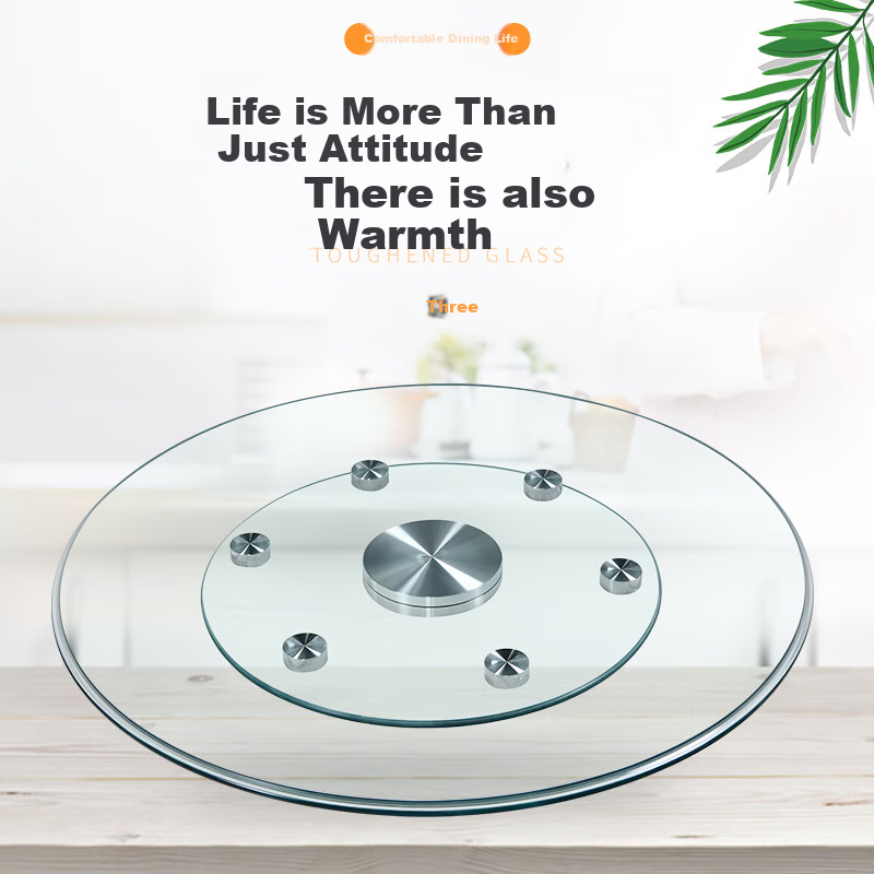 Zhuobo Dining Table Turntable Tempered Glass Rotating Round Table Base Desktop Lazy Susan BZP2 with Six Auxiliary Wheels 88cm 4