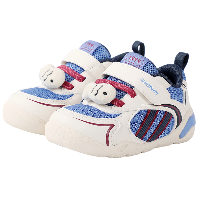 Dr. Kong Winter Soft Sole Lightweight Breathable Toddler Baby Shoes for Boys and Girls, Beige/Blue, Size 20
