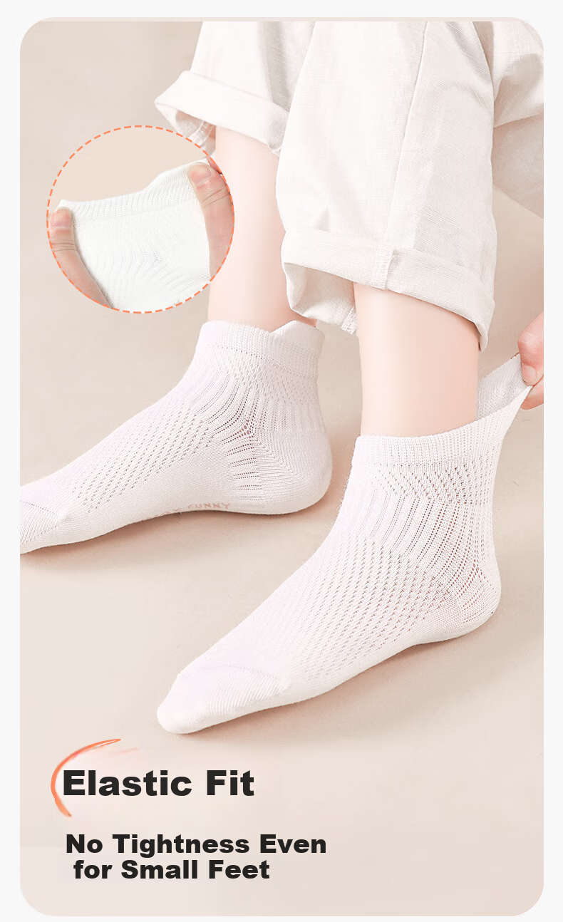 Zhiyouban Children's Boat Socks Spring And Autumn Cotton Socks Boys' White Socks Girls' Summer Thin Breathable Mesh White Socks School Uniform Socks 6