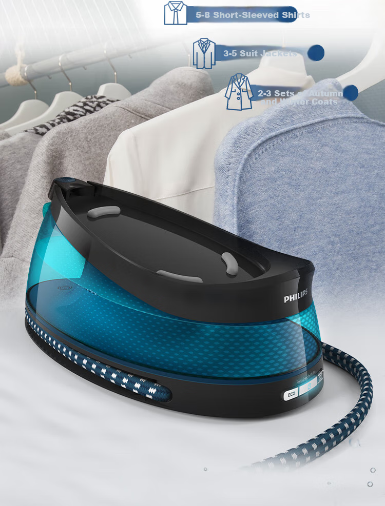 PHILIPS Handheld Booster Steam Iron, Home Garment Steamer, Non-Destructive Ironing Machine, 110g/min, 1.5L Capacity, Smart Temperature Control, GC7846/88 16