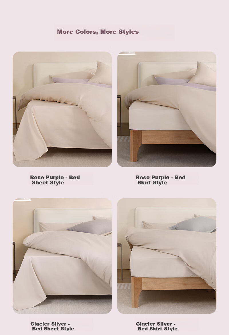 One's Member 50 Thread Count Cotton Brushed Four-Piece Bedding Set Fitted Sheet Style Yashi Mi for 1.5m Bed 200*230cm 5