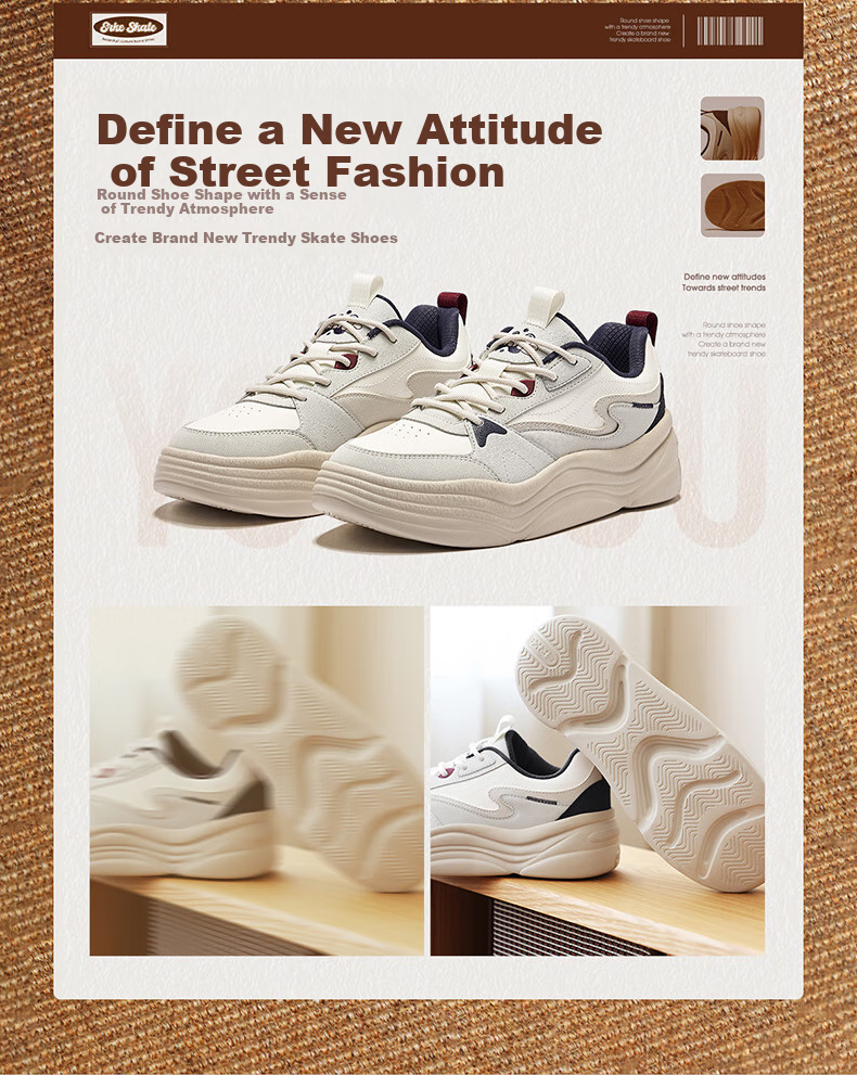 ERKE Men's Summer New Casual Skate Shoes Comfortable Thick Sole Skateboard Shoes Versatile Men's Casual Non-Slip Sports Shoes Leisure Shoes 2