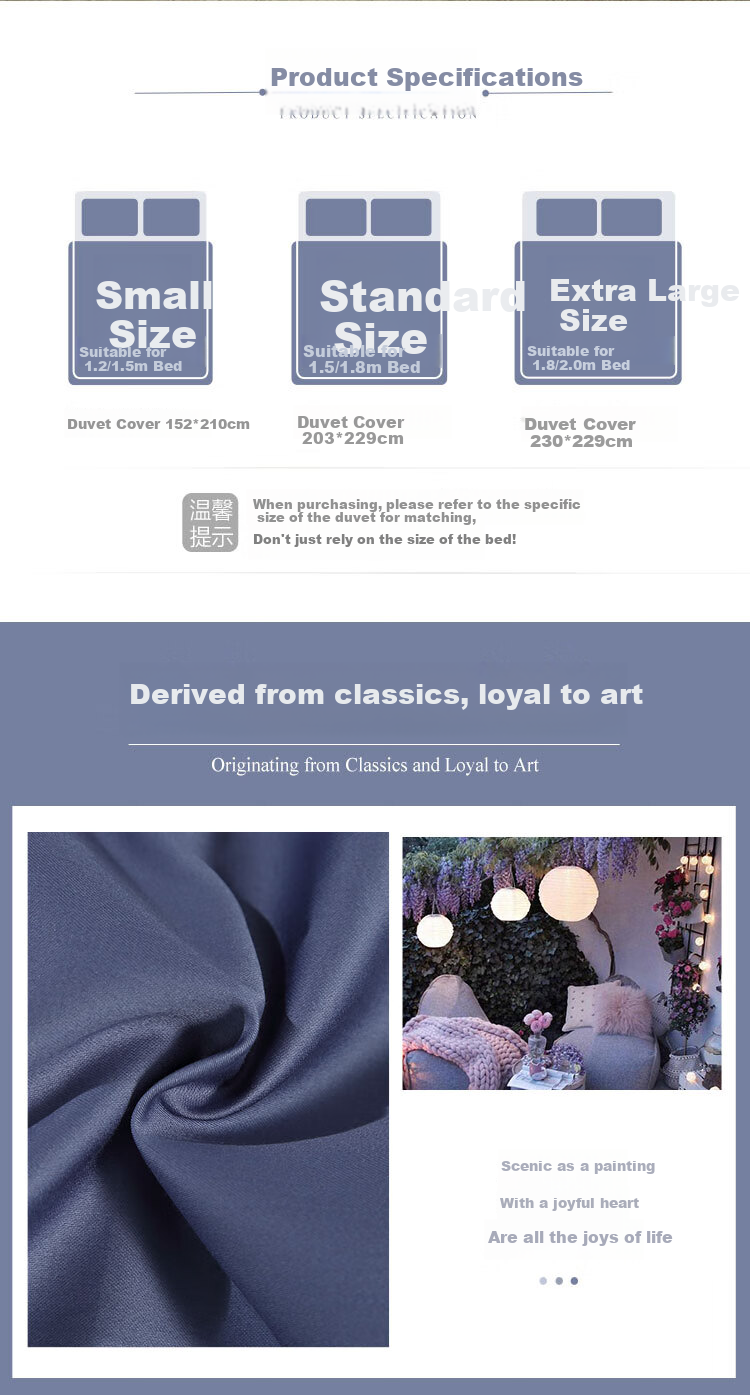 FUANNA Duvet Cover, Single Piece, Pure Cotton, 60-Count Long-Staple Cotton, Satin Duvet Cover, 100% Cotton, Double Bed Quilt Cover, 1.5-Meter Bed 2