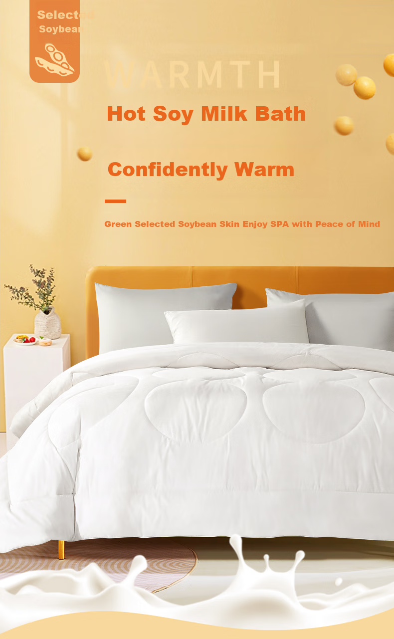 FUANNA Comforter, Spring And Autumn Duvet, Double Size All-Season Quilt, 30% Soybean Antibacterial Air Conditioning Bedding, Approximately 4.8 Jin (2.4 Kg), 203×229cm, White 1