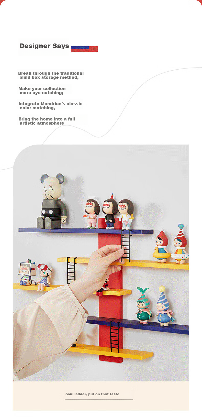 OManti Wall-Mounted Blind Box Storage Box, DIY Pop Mart Figurine Display Rack, Wall-Mounted without Drilling, Bedroom Toy Organizer Shelf 5