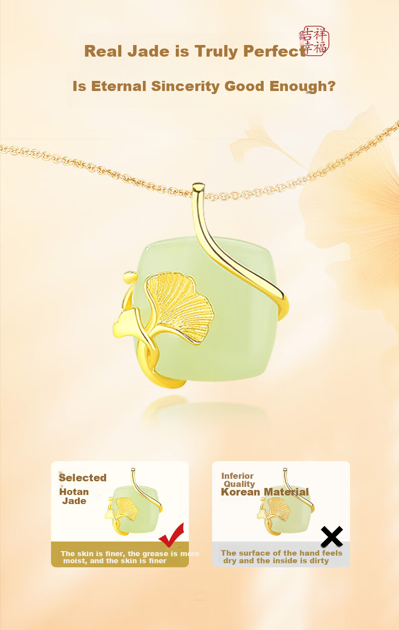 ALLOVE Small Sugar Cube Silver Necklace for Women, Three Lives with Apricot No Trouble Pendant, Hetian Jade Pendant, Birthday Gift for Girlfriend Or Wife 6