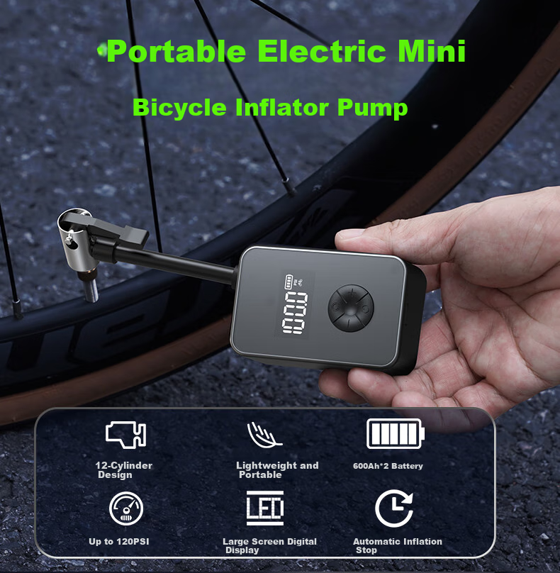 Road Bike Car Inflator Portable High-Pressure Wireless Electric Bicycle Pump 2
