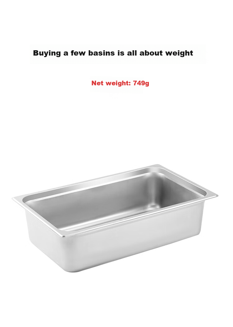 Baijie Stainless Steel Divided Plate, Square Commercial Portion Tray, 1/1 Cafeteria Serving Tray, Food Container, 15cm Fast Food Tray (Lid Not Included) 1