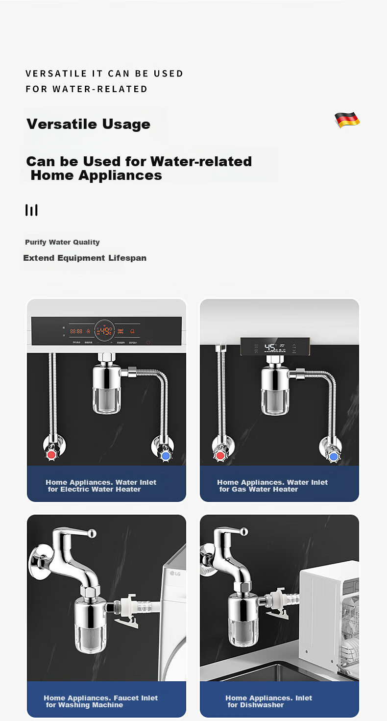 Muvi Electric Water Heater Pre-Filter Washable Toilet Washing Machine Shower Head Tap Water Inlet Anti-Scale Device 8