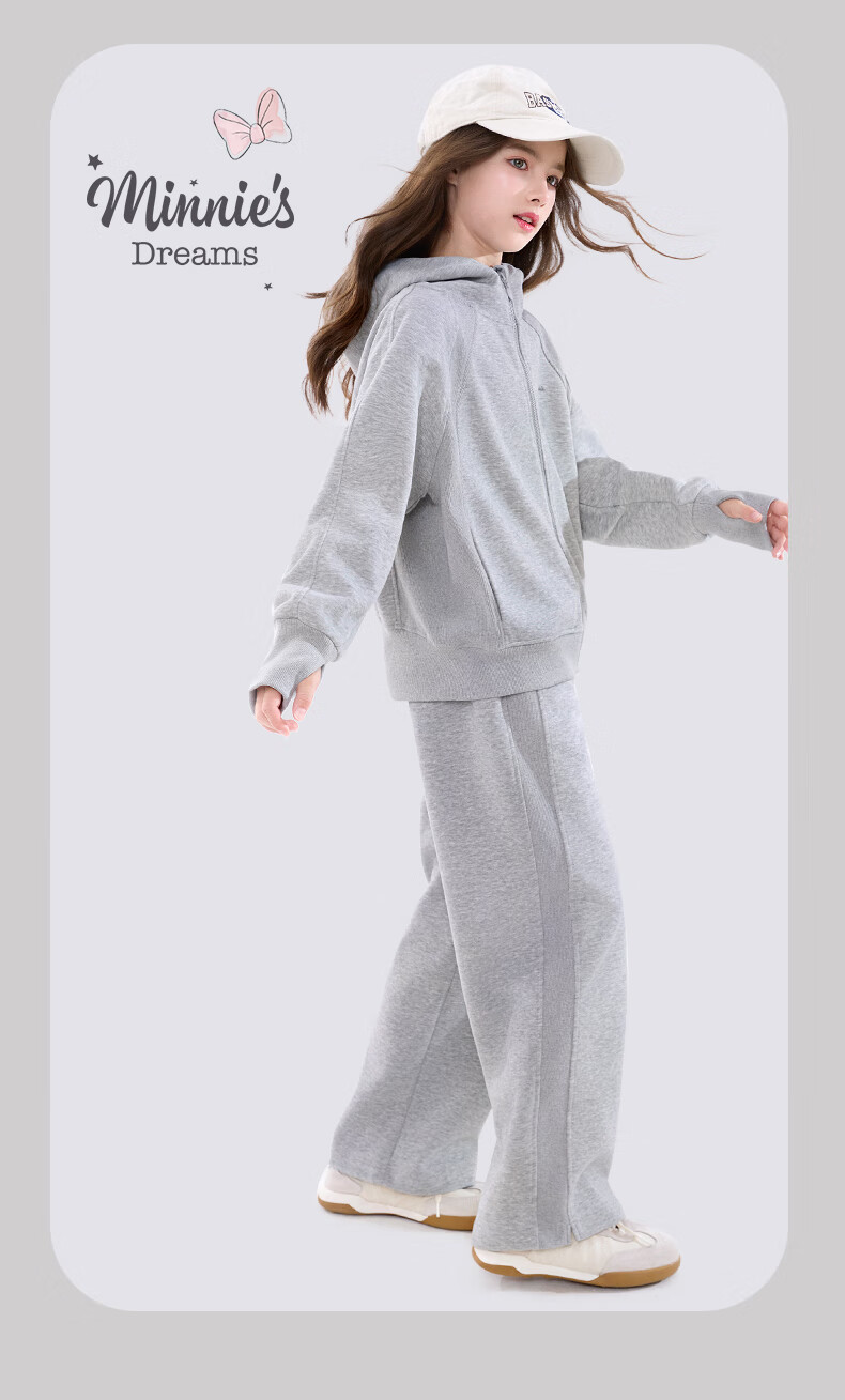 Disney Girls' Spring Autumn Stylish Casual Zip-up Hoodie and Sweatpants Set ET019 Iceland Blue 160 10
