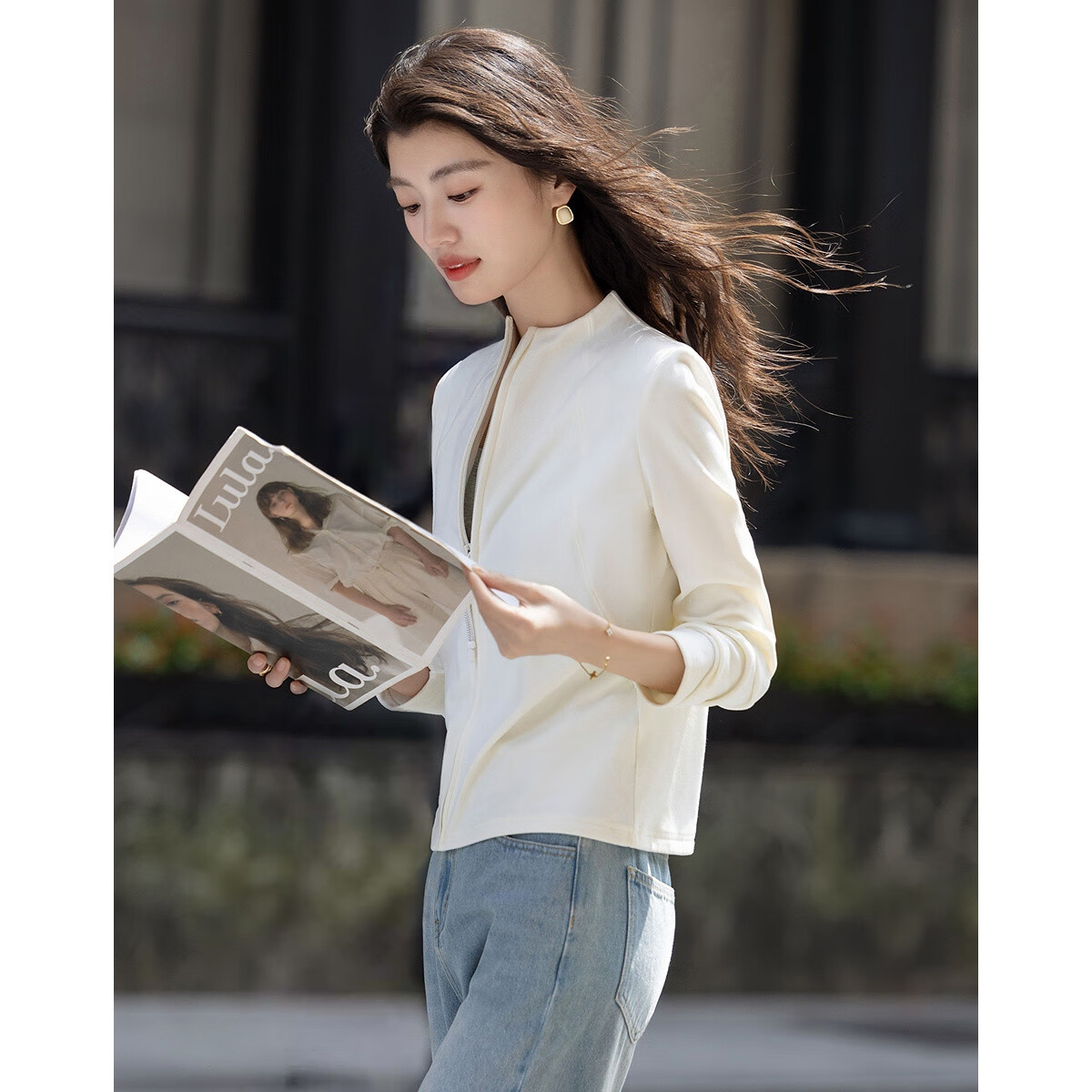 Demana [Delicate 280G German Velvet] Autumn Urban Sports Style Curved Seam High Elastic Comfortable Women's Jacket