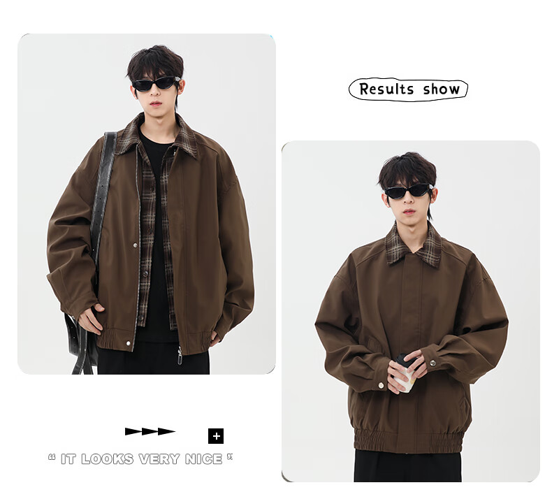 MAYBEYOND Men's American Style Lapel Jacket Autumn Winter Casual Cool Two-in-One Versatile Premium Coat MW11 Brown 2XL 10