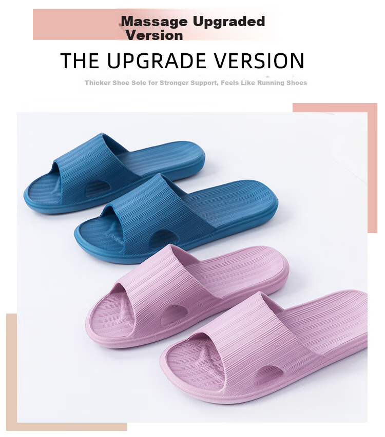 LangSha New EVA Slippers for Men And Women, Couples' Home Wear, Summer Bathroom Non-Slip Thick Sole Squishy Feel, Light Pink, Size 39-40 3