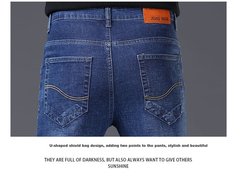 JEEP SPIRIT 2025 Autumn Business Casual Slim-Fit Stretch Versatile Straight-Leg Jeans for Men 866, Blue, Size 28 13