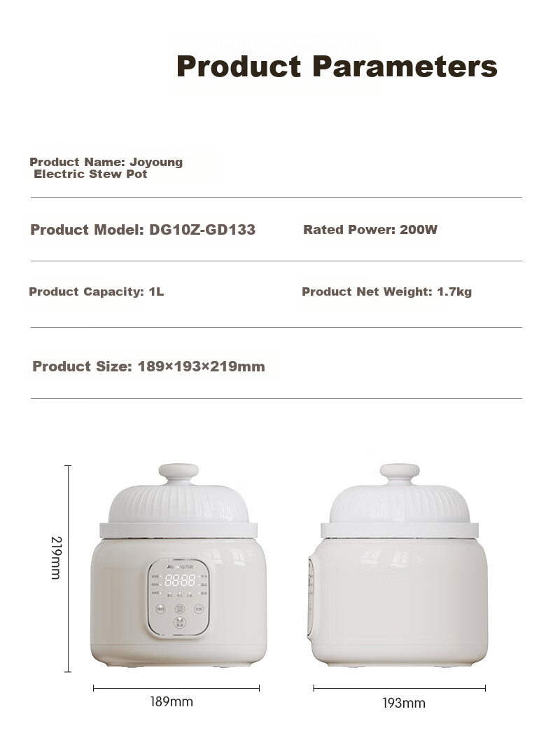 Joyoung [Subsidy] Electric Stew Pot, Baby Food Processor, Age-Specific BB Porridge Cooker, Infant-Specific Stewing Cup, Baby Soup Maker, Rice Steamer, Oil 1L Baby Food Pot GD133 15