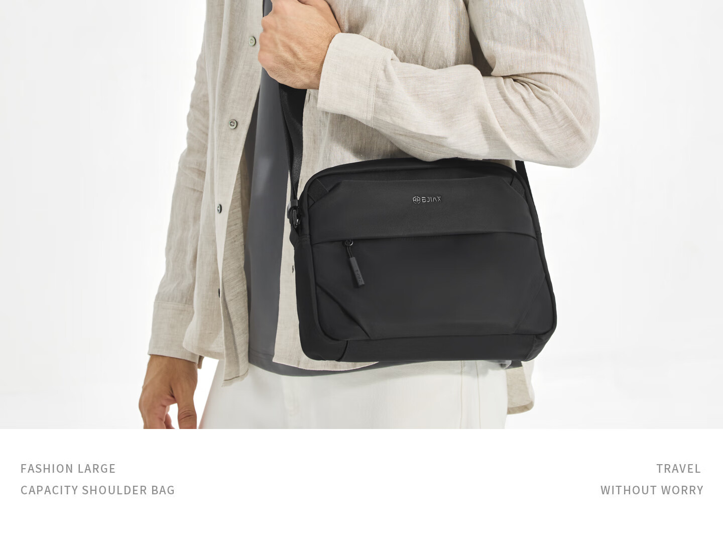 BJIAX Men's Crossbody Bag Large Capacity Commuter Portable Shoulder Bag Student Messenger Bag Black 2