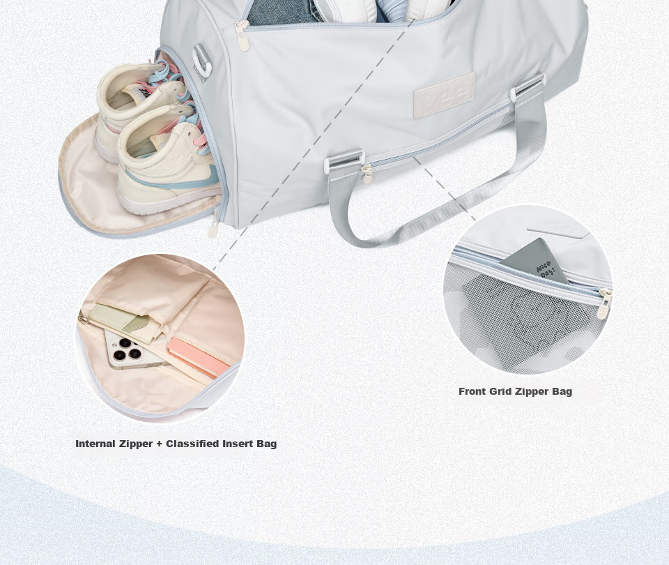 Lee Large Capacity Travel Bag for Women, Short-Trip Business Trip Luggage Bag, Handheld Sports Fitness Bag, Light Purple 6