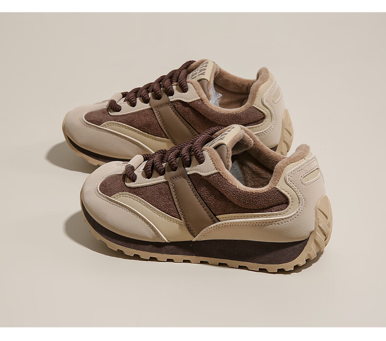 CARTELO Women's Winter Fleece-Lined Dad Sneakers Casual Sports Running Shoes 1654 Coffee Size 39 16