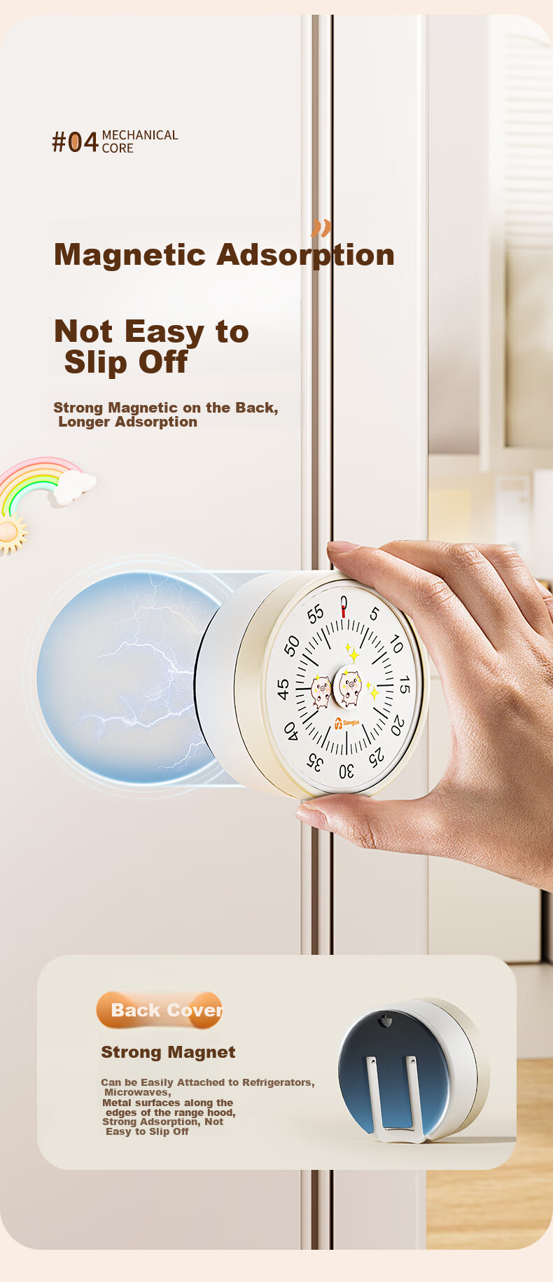 KATEI STORY Japanese Kitchen Timer-Specific Alarm Clock, Timer, Mechanical Visual Time Display, Magnetic Countdown Reminder 9