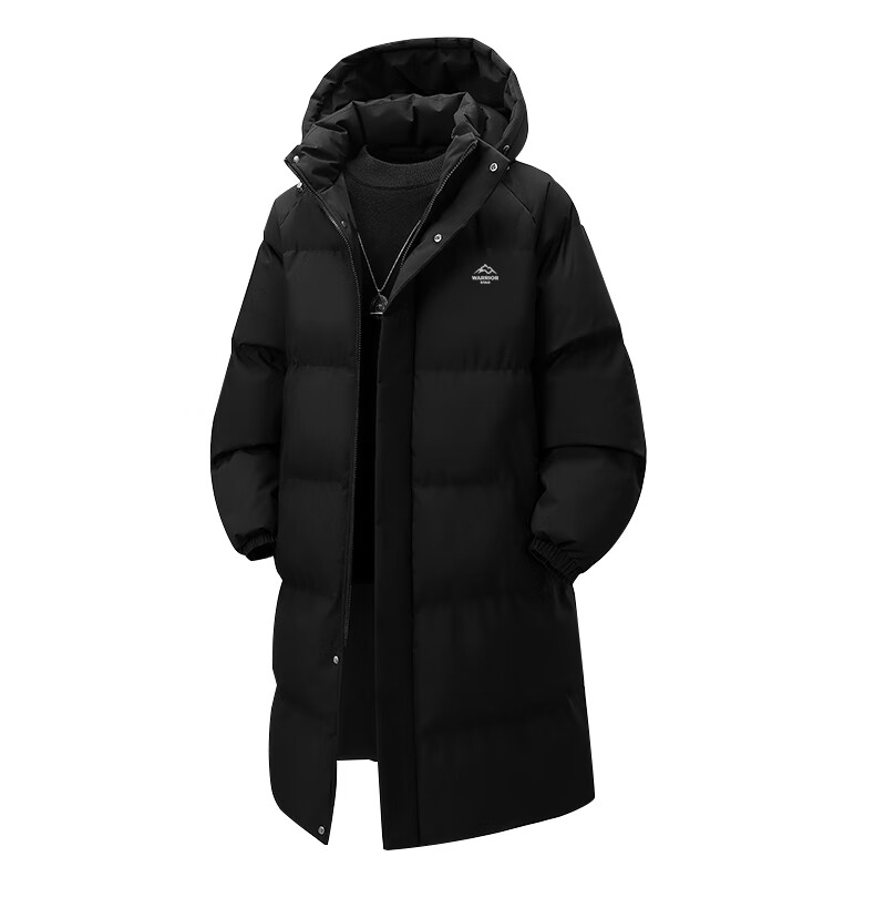 Warrior Men's Winter Thickened Cotton Padded Mid-Length Hooded Student Puffer Jacket New Year Coat 24