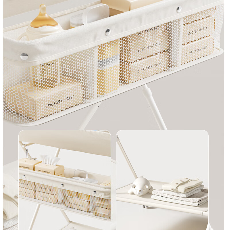 YEEHOO Diaper Changing Table Newborn Baby Care Station Baby Changing and Massage Bed Touch Bath Foldable Mobile 21