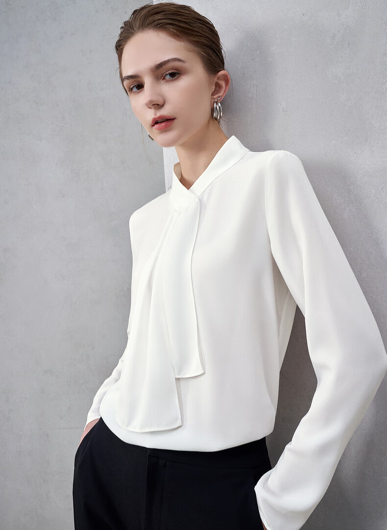 G2000 Textured Ribbon Design Women's 2025 Autumn Winter Comfortable Long Sleeve Casual Shirt Mall Same Style 1