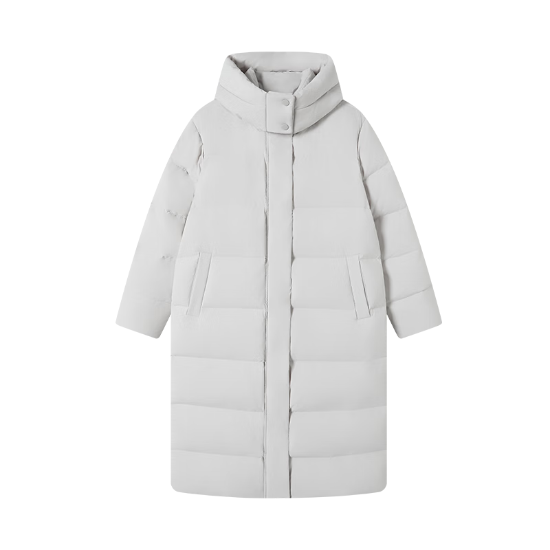 JD Original down Jacket for Women, 90% Duck Down, Puff Mid-Length Style, Fashionable And Versatile, Winter 2025 New Thick Coat, Pure Gray, XL