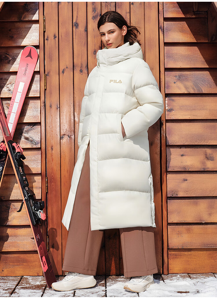 FILAFILA Official RGB Long Down Jacket 2025 Winter Couples Hooded Cold-Resistant Warm Coat 9
