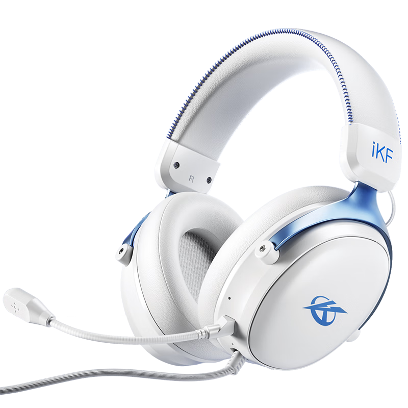 IKF V11 S [3.5mm Version] Gaming Headset Over-Ear Wired FPS Surround Sound Computer Earphones for Sound Positioning Valorant Delta White Blue
