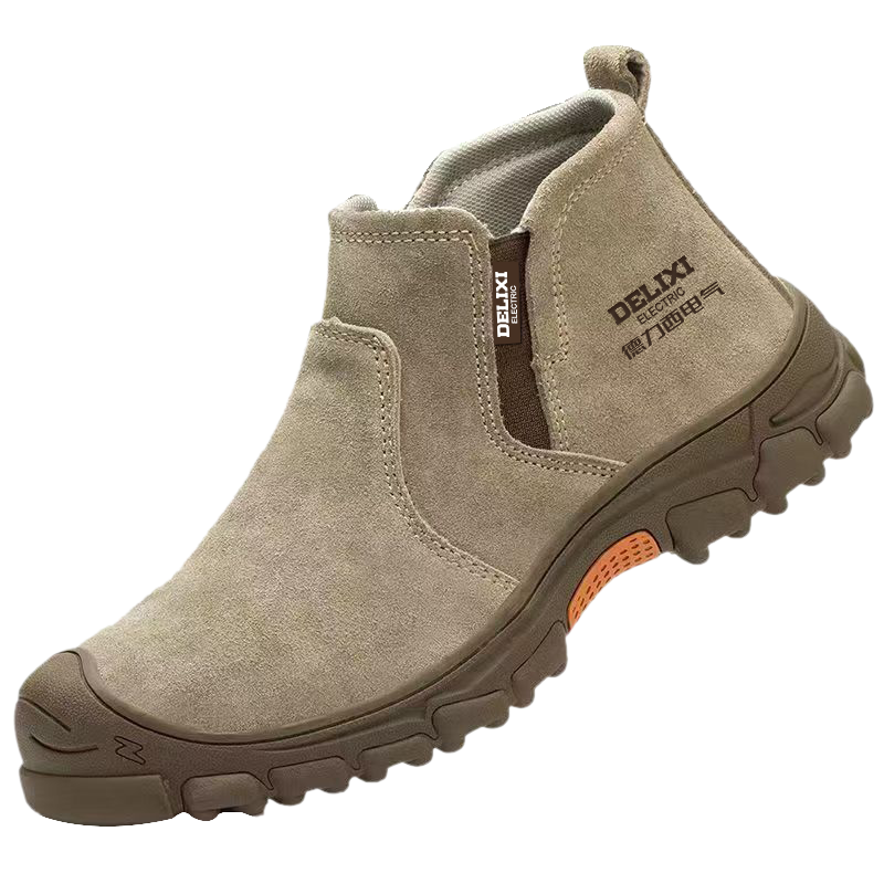 Delixi Electric Men's Labor Protection Shoes Suede Cowhide Plastic Toe Anti-Smash Anti-Puncture Welding Non-Slip Wear-Resistant Safety Work Shoes [DLX-22 Welding Heat Resistant] Four Seasons Size 40
