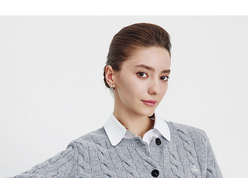 NaviKeel Italy Small Sailboat Women's 100% Wool Cable Knit Cardigan Sweater Jacket 2334094512 Light Gray M 72