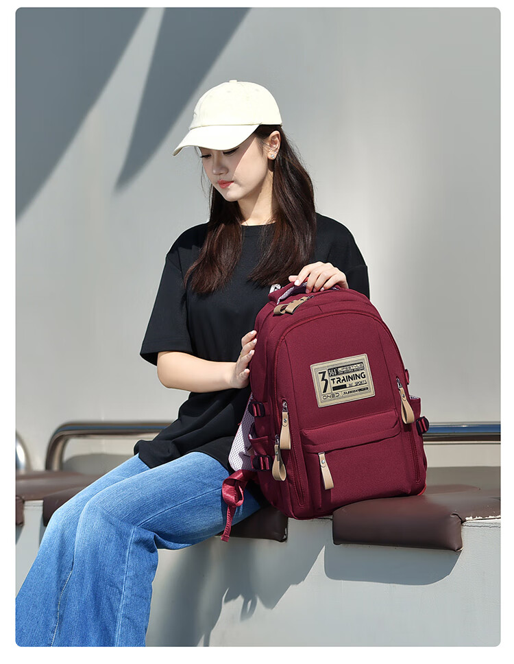 361° Unisex Large Capacity Simple Versatile College Style Backpack Casual Fashion Lightweight Commuter Red 1