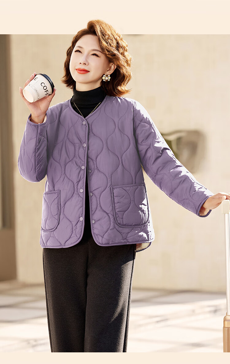 Past Winter New Fleece-Lined Warm Cotton Jacket Fashionable Homewear Thick Mom's Cotton Coat Black 2XL 2