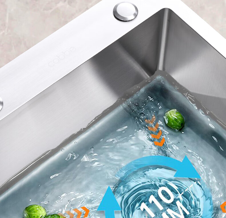 Kabe Kitchen Sink Handmade Thickened Large Single Bowl SUS304 Stainless Steel Vegetable Washing Basin Integrated Dishwashing and Vegetable Washing Sink 15
