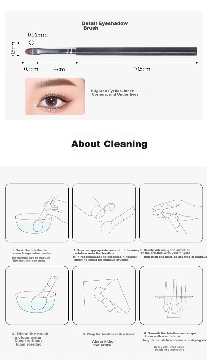 Dongyiyanxuan Soft Bristle Eyeshadow Brush Set of 6, Makeup Brushes, Eyeliner Brush, Puff Brush, Blade Brush, Detail Brush, Concealer Brush, Cangzhou Brush 13