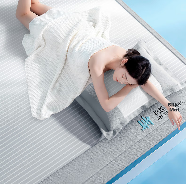 Mixiaoshu Class A 600D Antibacterial Ice Silk Mat Cooling Mat, Single Person Three-Piece Set, Elegant Gray, 150*200 [Washable] 5