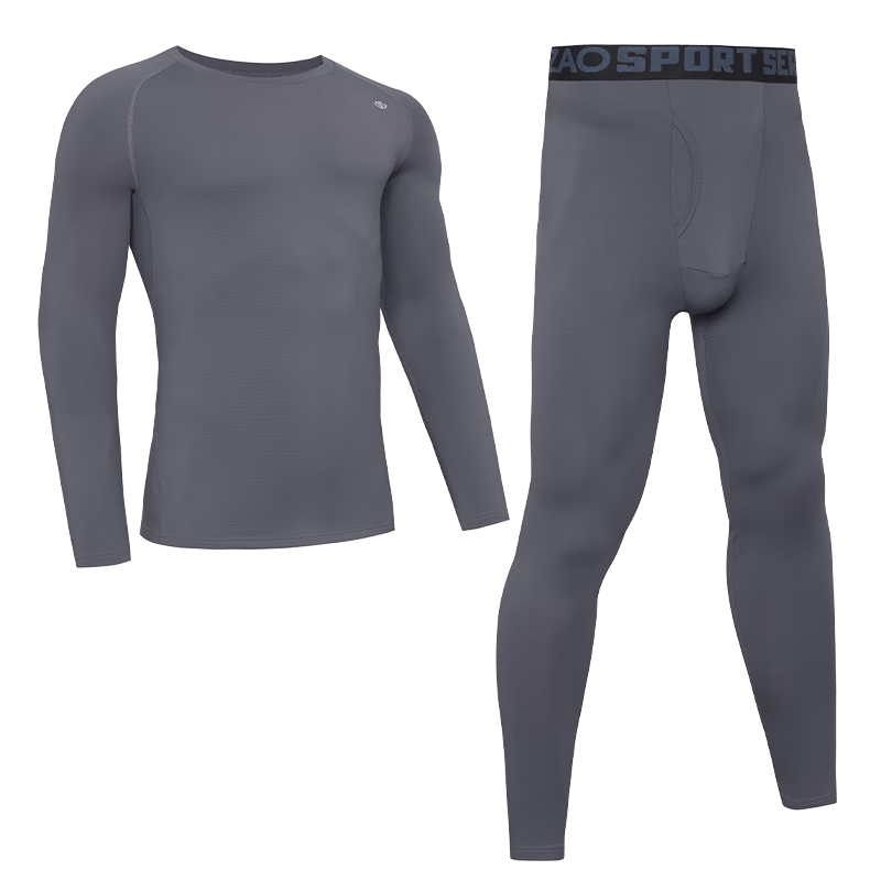 JD Original Far-Infrared Heating Sports Thermal Underwear Set for Men, Winter Sweat-Wicking Quick-Dry, Rock Gray, XXL