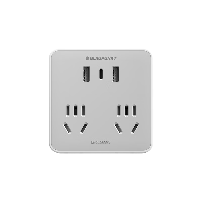 BLAUPUNKT Blue Treasure 20WPD Fast Charging 86-Type Adapter Socket Converter Multi-Outlet Power Strip Extension with USB + Type-C Expansion Socket
