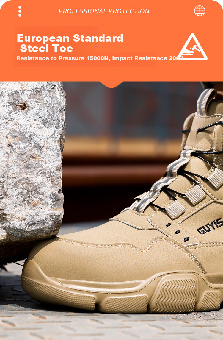 Fumeier Safety Shoes for Men, High-Top Steel Toe Cap, Lightweight, Comfortable, Anti-Smashing, Anti-Puncture, Waterproof Work Boots F055 Size 40 6