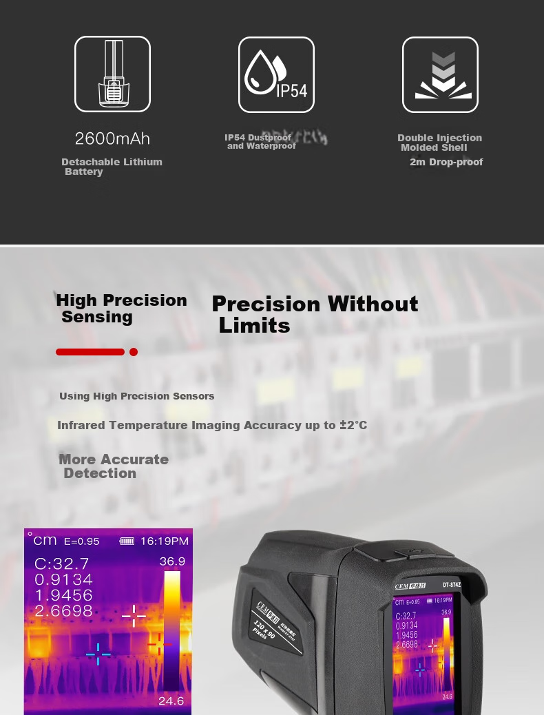 CEM DT-874Z Thermal Imager, High-Precision Infrared Imaging Power Fault Underfloor Heating Leak Detection Thermal Camera 3