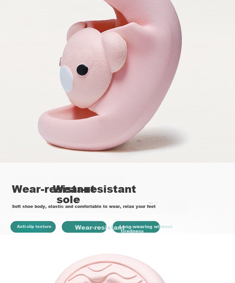 Huameijianbu Cute Bear Couple Simple Soft Elastic Indoor And Outdoor Non-Slip Slippers for Men HM222036 Black Size 44-45 5