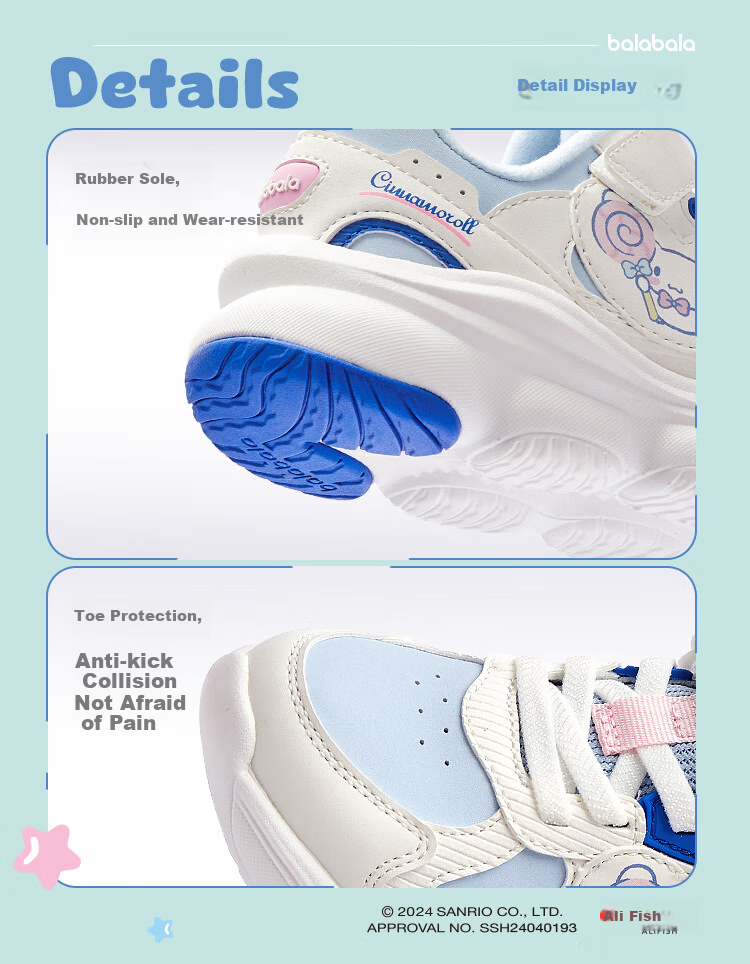 BALABALA Children's Shoes, Girls' Sports Shoes, Kuromi Autumn And Winter Dad Shoes, Sanrio Shoes, Fleece-Lined Fashionable Footwear 7
