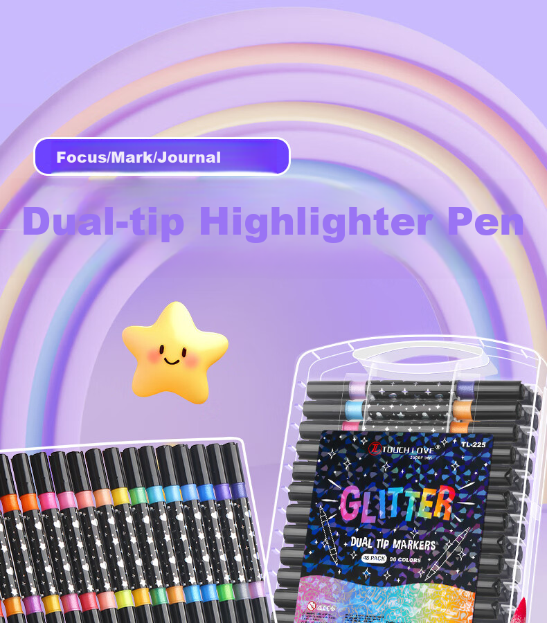 Yuji Flash Markers, Dual-Color with Glitter, Watercolor Pens, Highlighters, Laser Pearls, Glitter Paints, Children's School Supplies, Journaling Tools, Back-To Gifts, Children's Day Presents 1